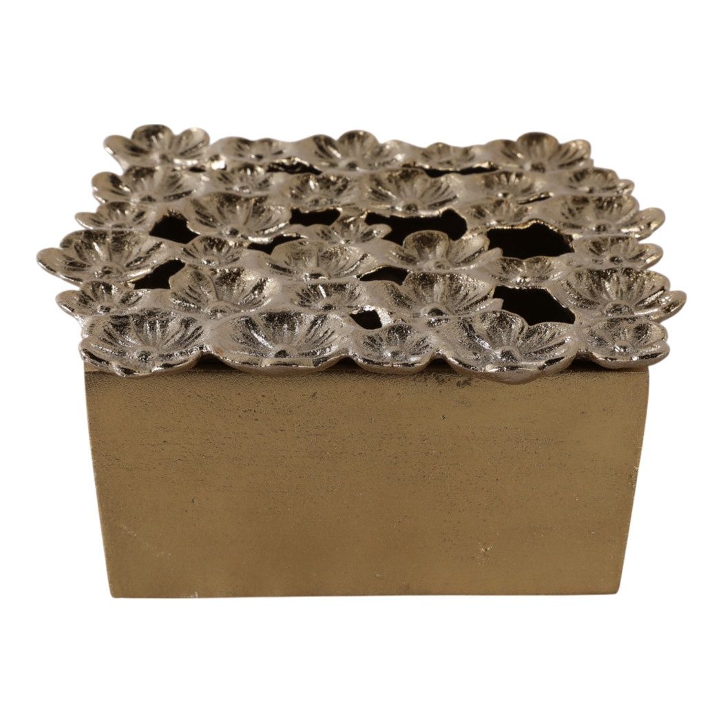 GOLD ALUMINUM FLOWER CUT OUT DECORATIVE BOX