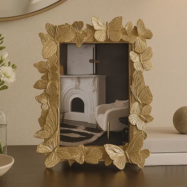 GOLD RESIN BUTTERFLIES PHOTO FRAME