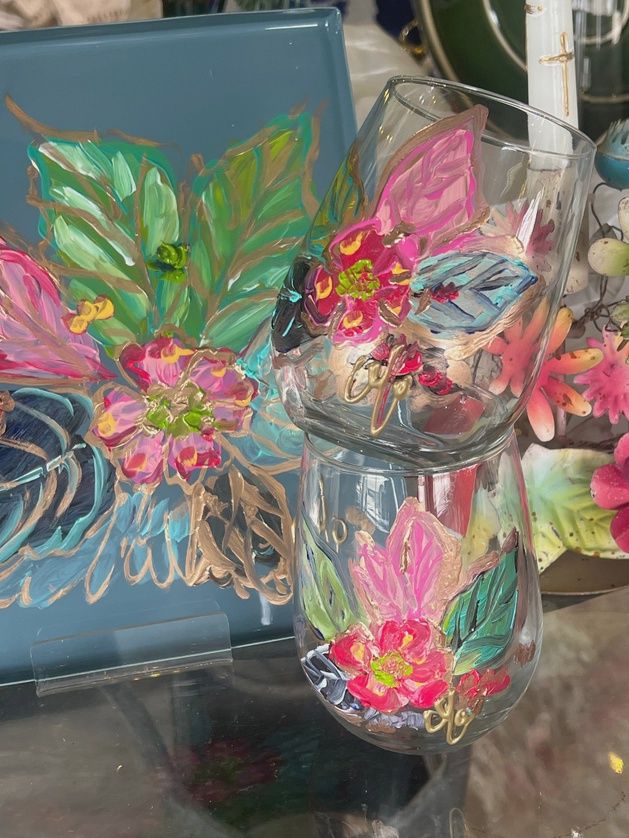 TOBACCO LEAF WINE GLASS