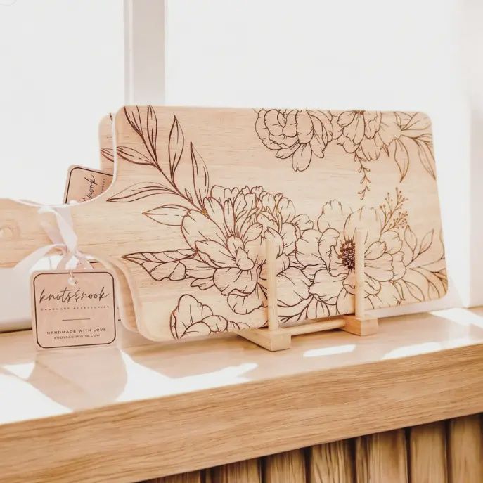 PEONY FLORAL ENGRAVED SERVING BOARD