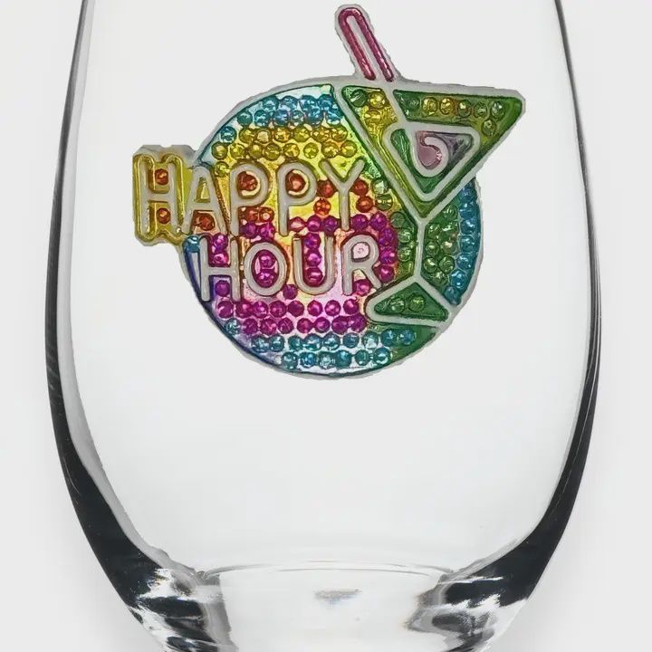 HAPPY HOUR JEWELED STEMLESS WINE GLASS
