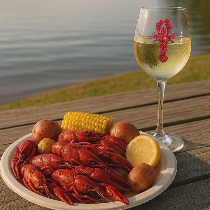 CRAWFISH JEWELED STEMMED WINE GLASS