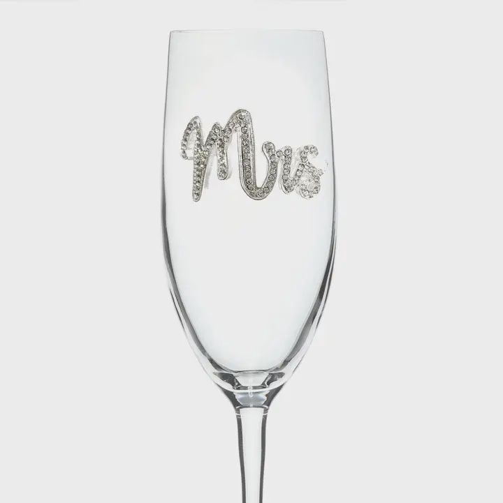 MRS JEWELED STEMMED CHAMPAGNE FLUTE