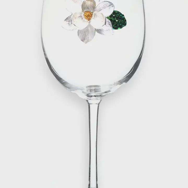 MAGNOLIA JEWELED STEMMED WINE GLASS