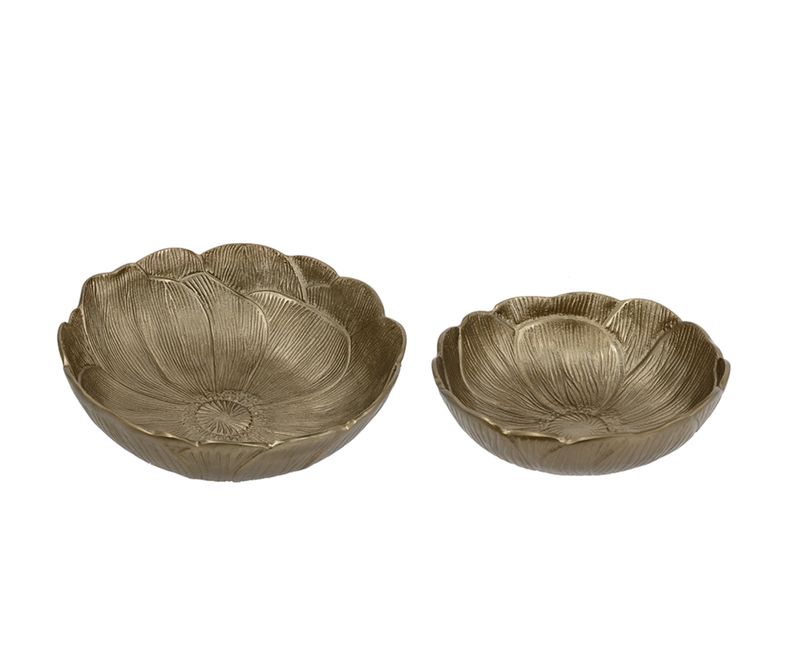GOLD LEAF TEXTURED ALUMINUM BOWLS- SET OF 2