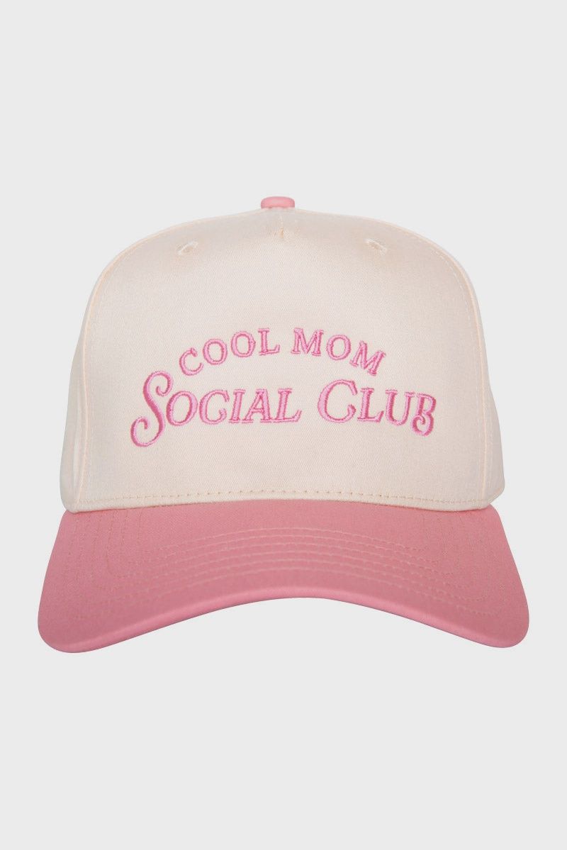 COOL MOM SOCIAL CLUB HAT, COLOR: PINK/TAN