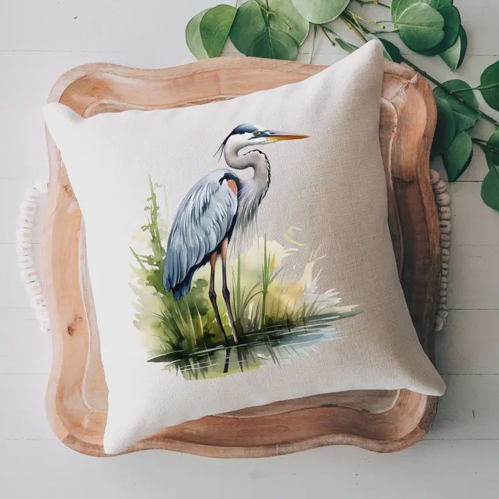 BLUE HERON PILLOW