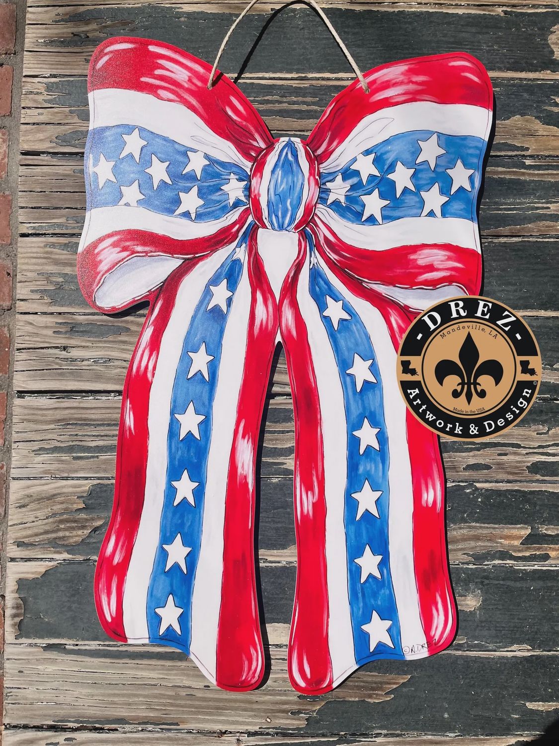 PATRIOTIC BOW DOOR HANGER
