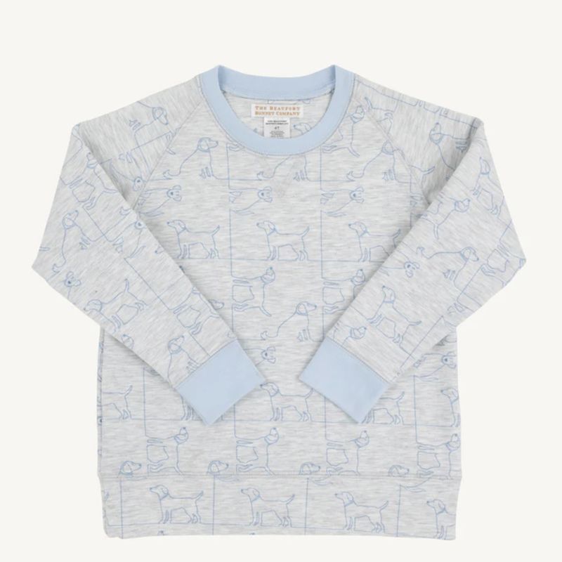 CASSIDY COMFY CREWNECK - PUPPY PUZZLE/BEALE STREET BLUE