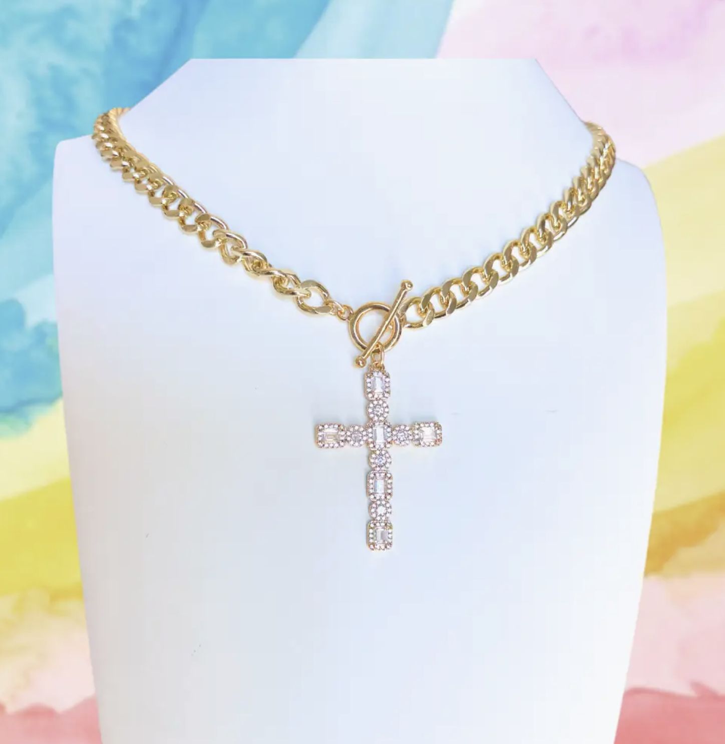 IRIS NECKLACE -CZ CROSS