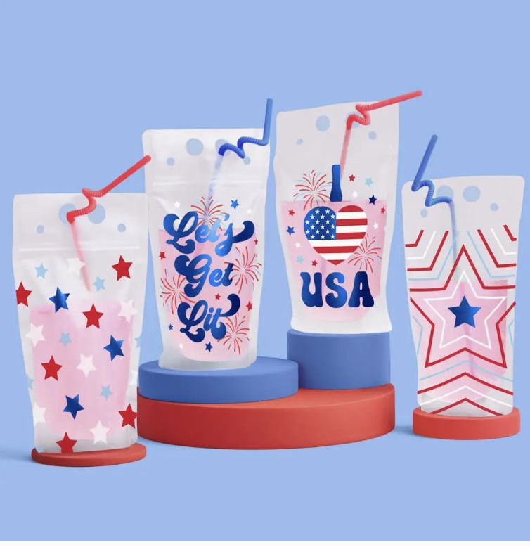 PARTY IN THE USA SIPPERS - 16 POUCHES + STRAWS