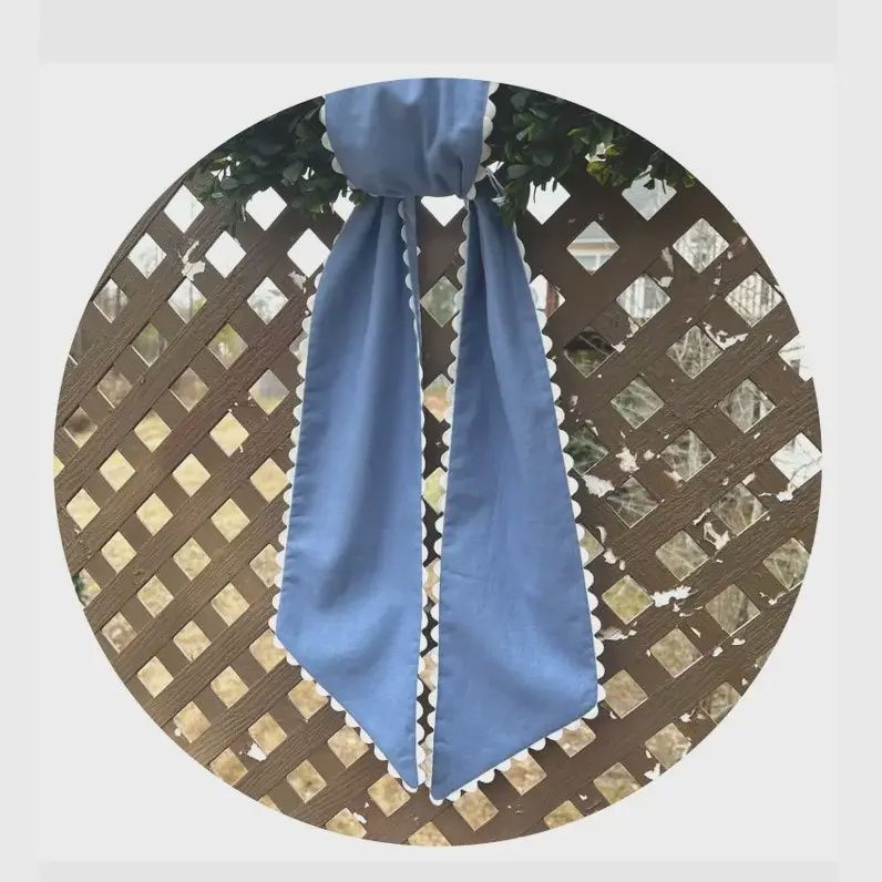 PERIWINKLE LINEN SASH W WHITE TRIM BLANK