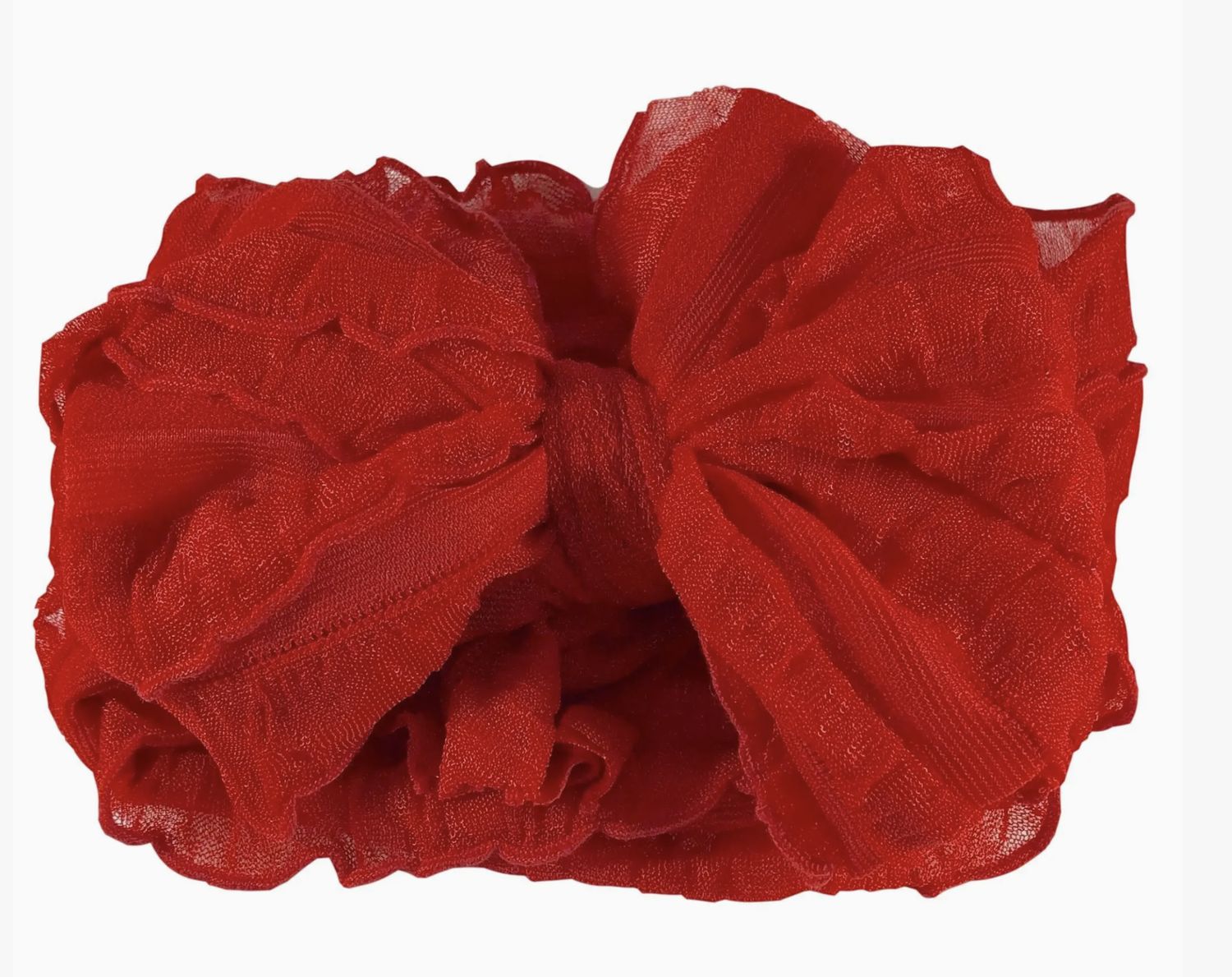 BRIGHT RED RUFFLED HEADBAND
