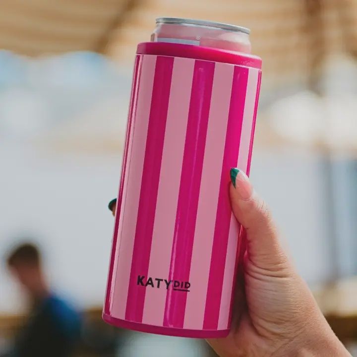 PINK &amp; HOT PINK STRIPED SLIM CAN INSULATOR
