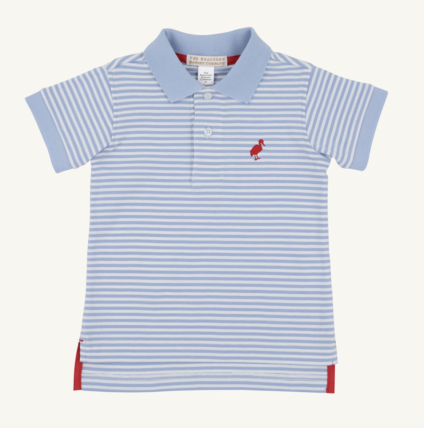 PRIM &amp; PROPER POLO- BEALE STREET BLUE STRIPE &amp; RICHMOND RED