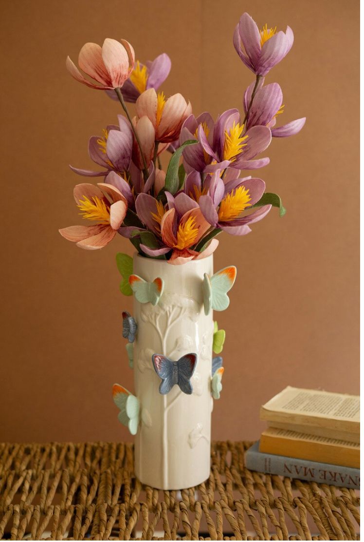 CERAMIC VASE WITH COLORFUL BUTTERFLIES