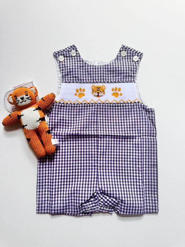 TIGER PURPLE/GOLD SMOCKED SHORTALL