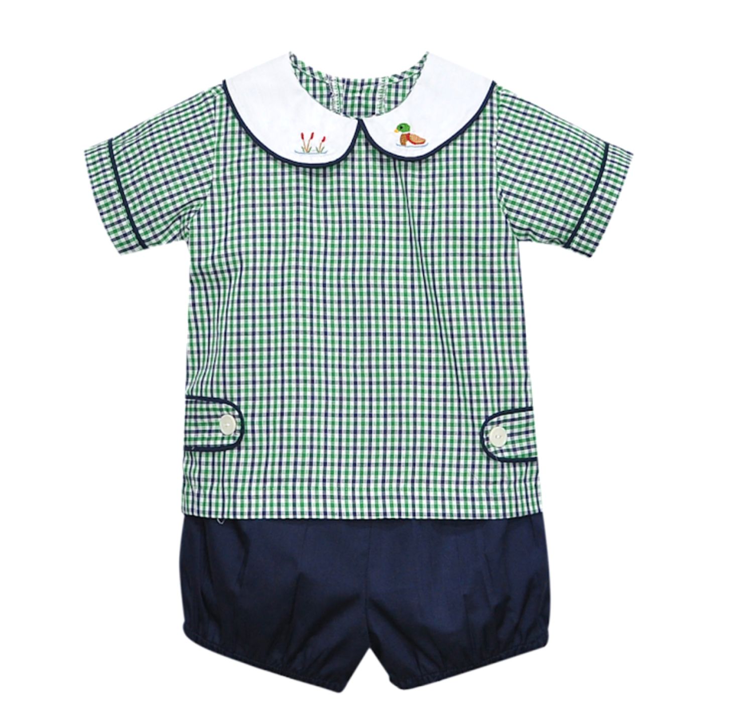 NAVY PLAID RILEY SHORT SET - DUCKS