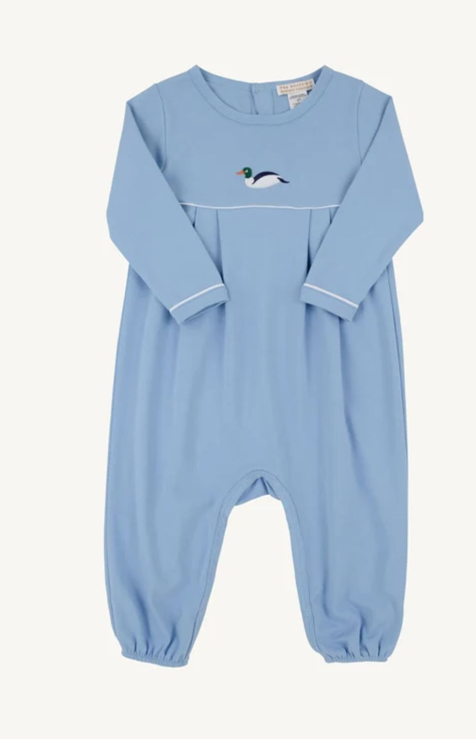 LONG SLEEVE BRADFORD ROMPER- SARASOTA SKY/WORTH AVENUE WHITE - DUCKS