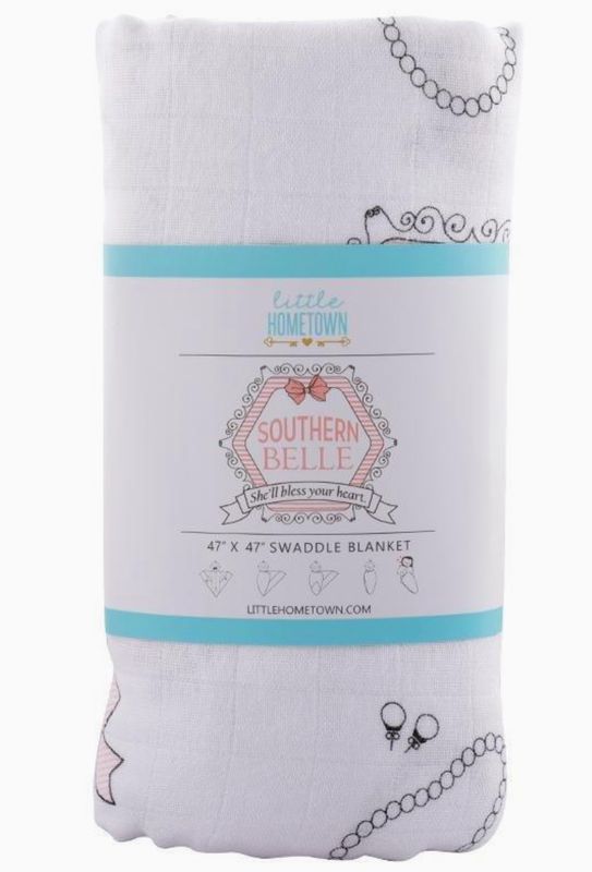 SOUTHERN BELLE BABY GIRL MUSLIN SWADDLE BLANKET