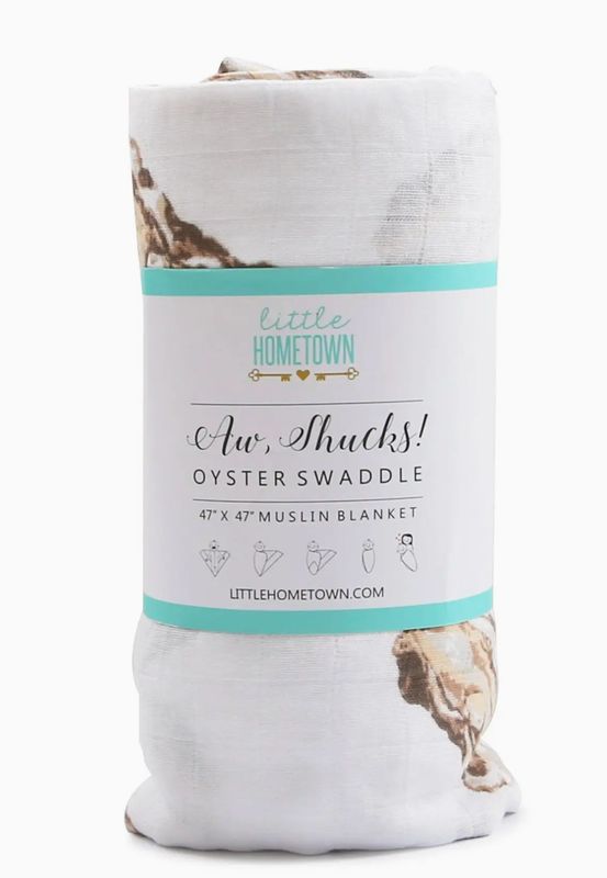 AW, SHUCKS! OYSTER BABY MUSLIN SWADDLE BLANKET
