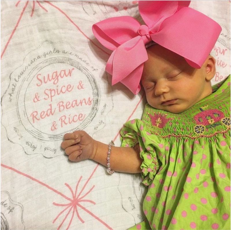 LOUISIANA BABY GIRL MUSLIN SWADDLE BLANKET