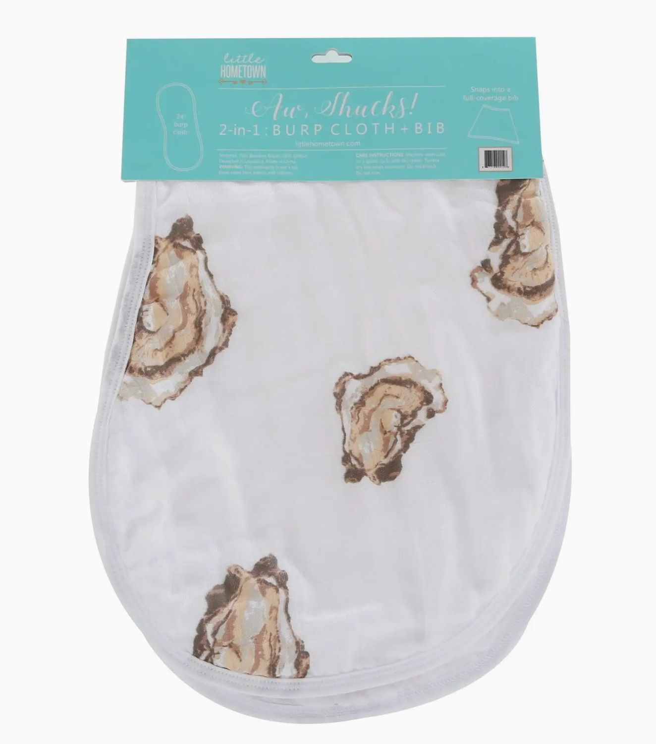 AW, SHUCKS! OYSTER BABY BURP CLOTH &amp; BIB