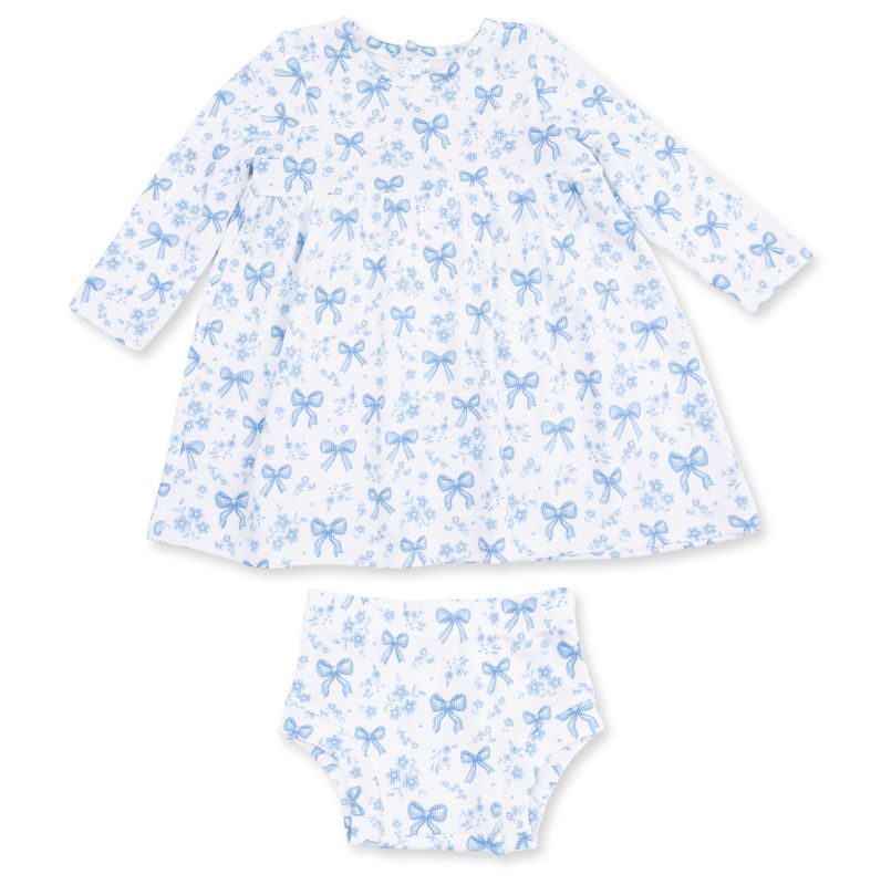 BLUE BOWS AND FLOWERS - SIMPLE DRESS AND BLOOMER