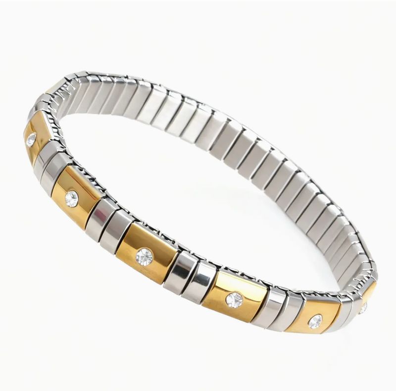 GOLD CZ MIXED METAL BRACELET