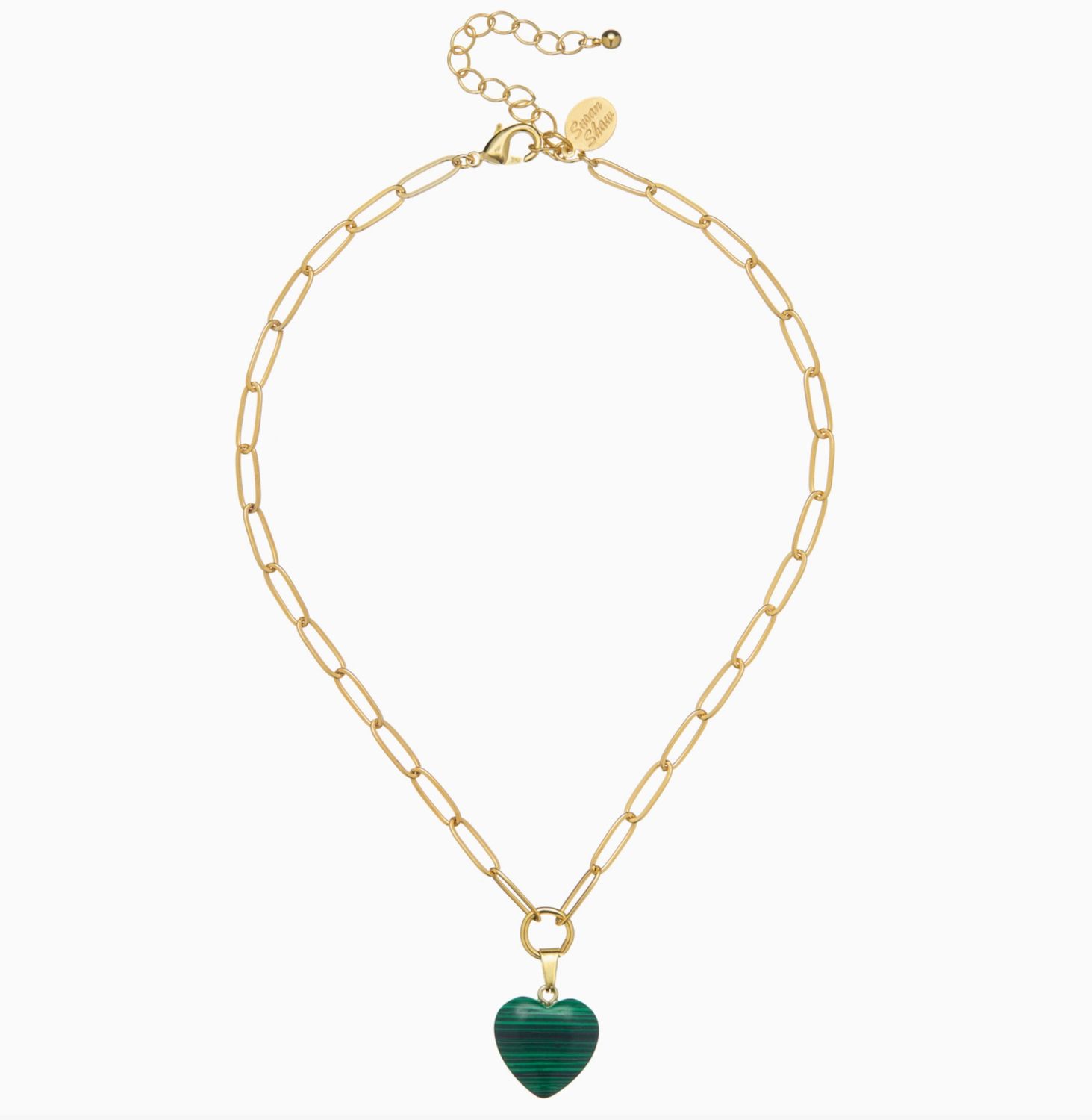 AUDREY HEART NECKLACE - MALACHITE