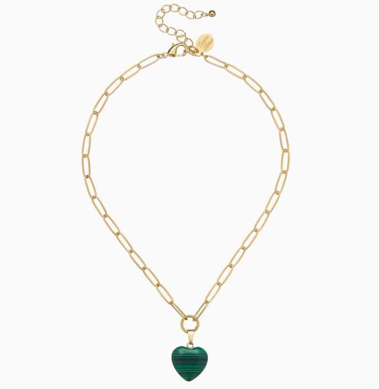 AUDREY HEART NECKLACE - MALACHITE