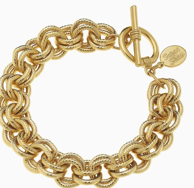 GOLD DOUBLE LINK CHAIN BRACELET