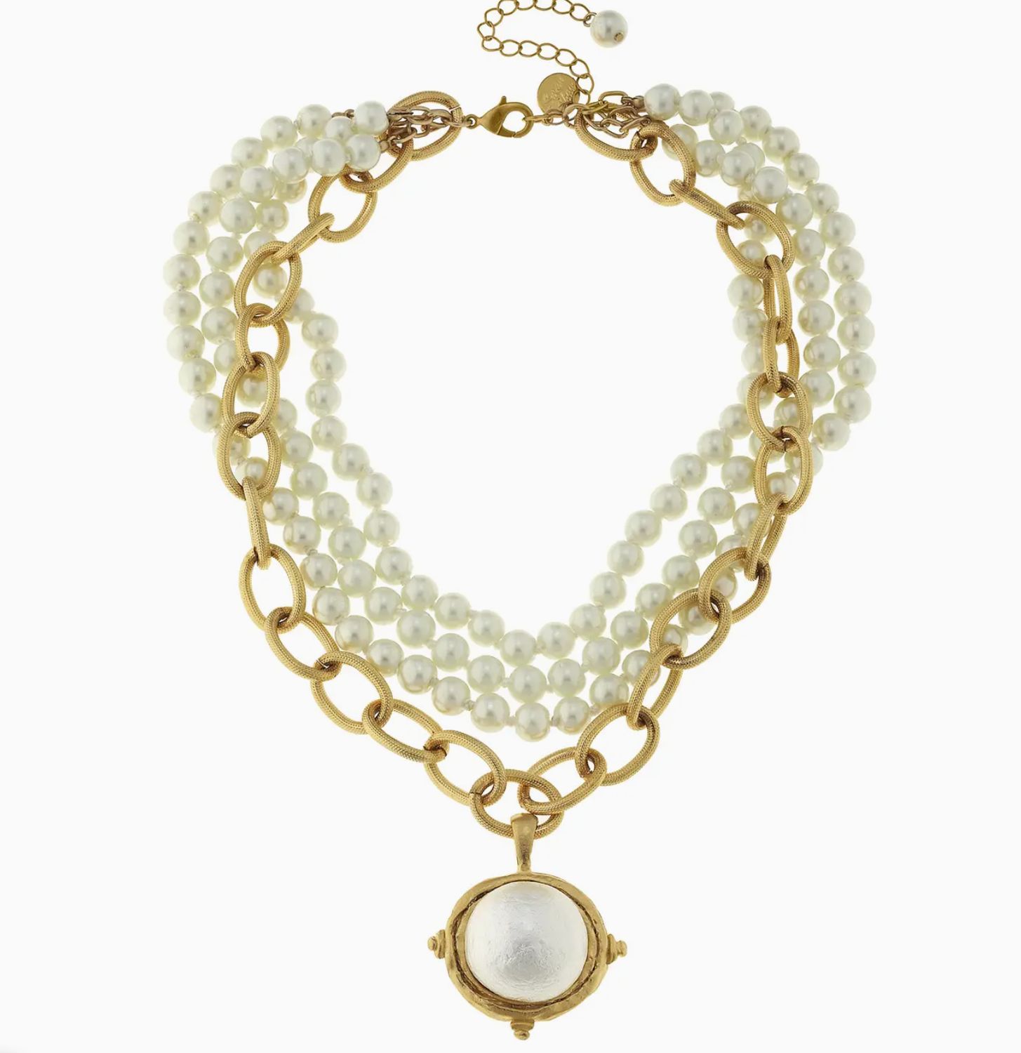 MULTI STRAND GOLD COTTON PEARL NECKLACE