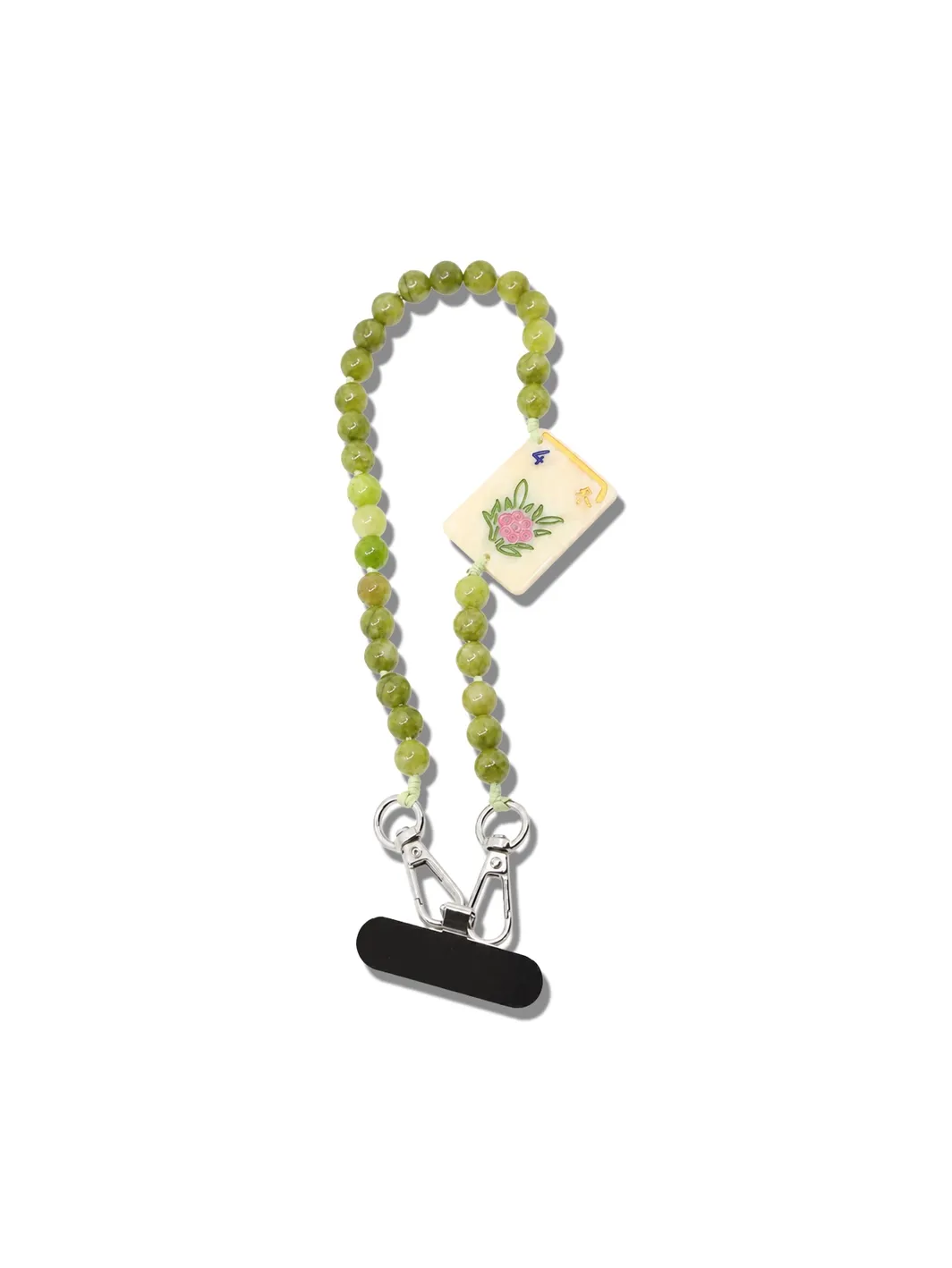 HAND PAINTED FLOWER MAHJONG BRACELET PHONE CHAIN