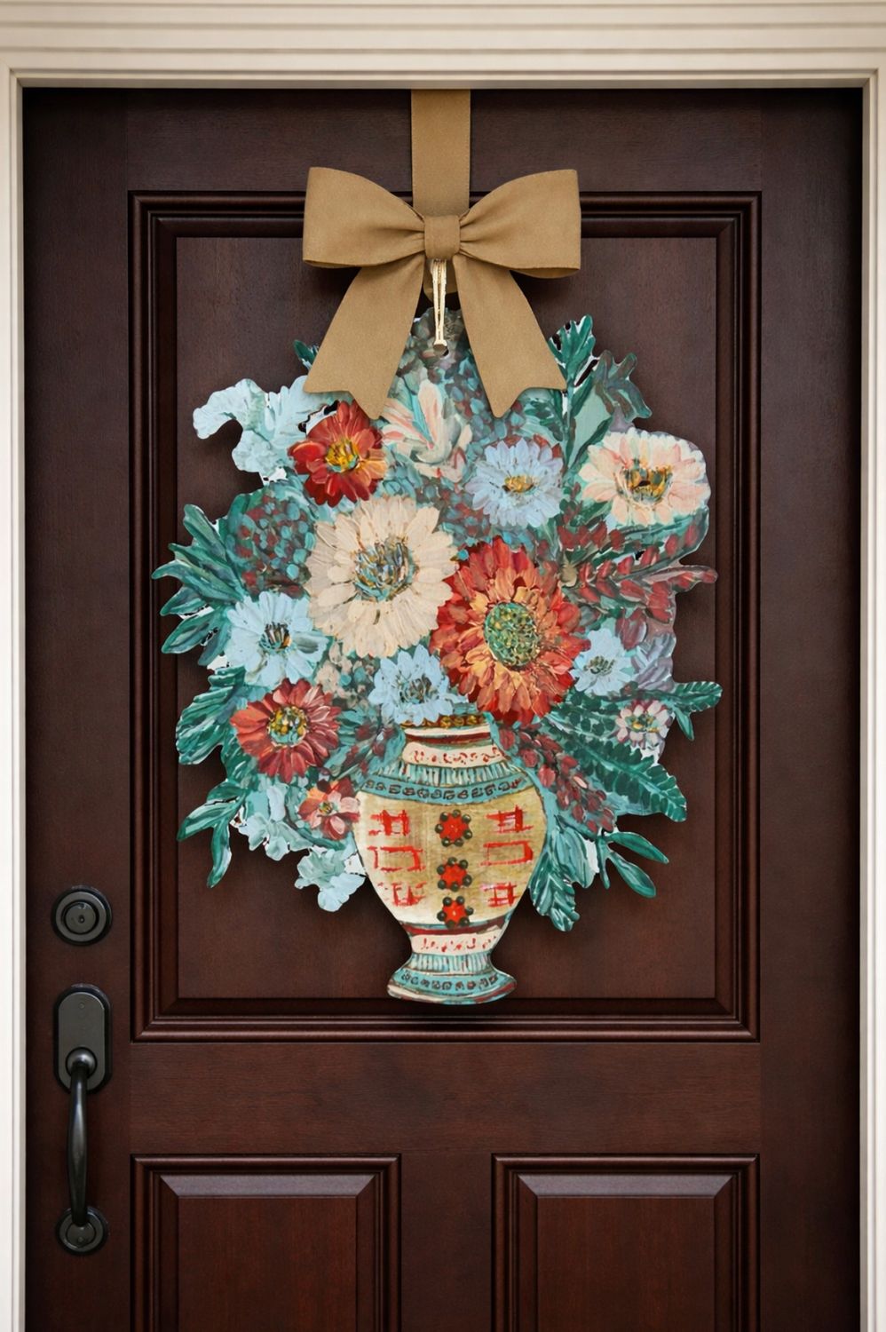 LARGE DESIGNER CHINOIS FLORALS IN GINGER JAR DOOR HANGER