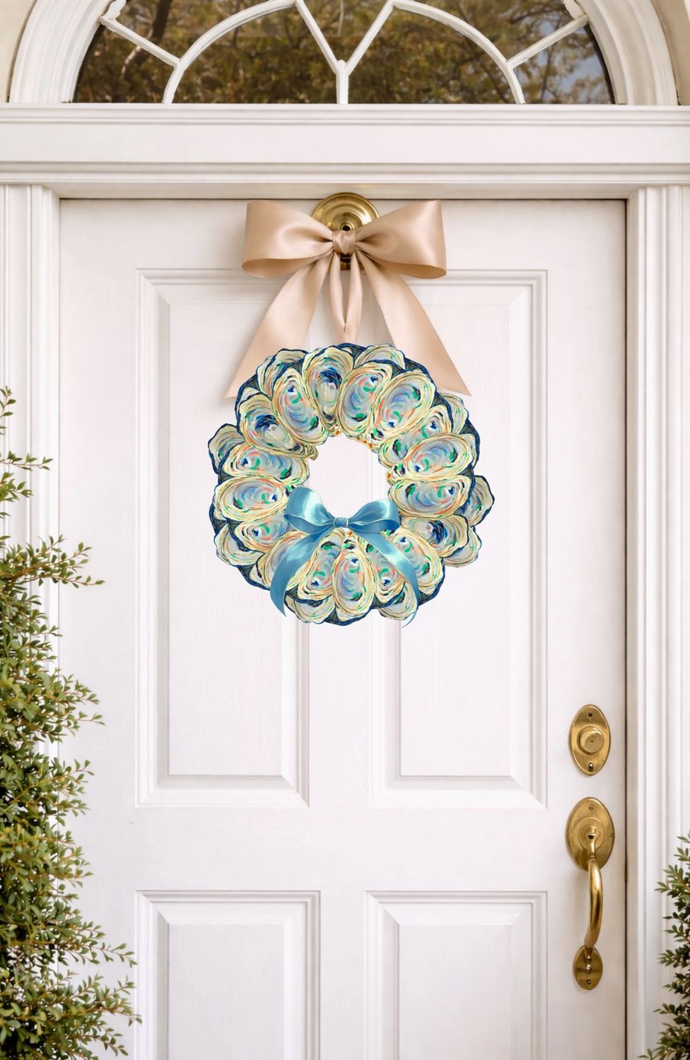 LARGE DESIGNER OYSTER WREATH DOOR HANGER