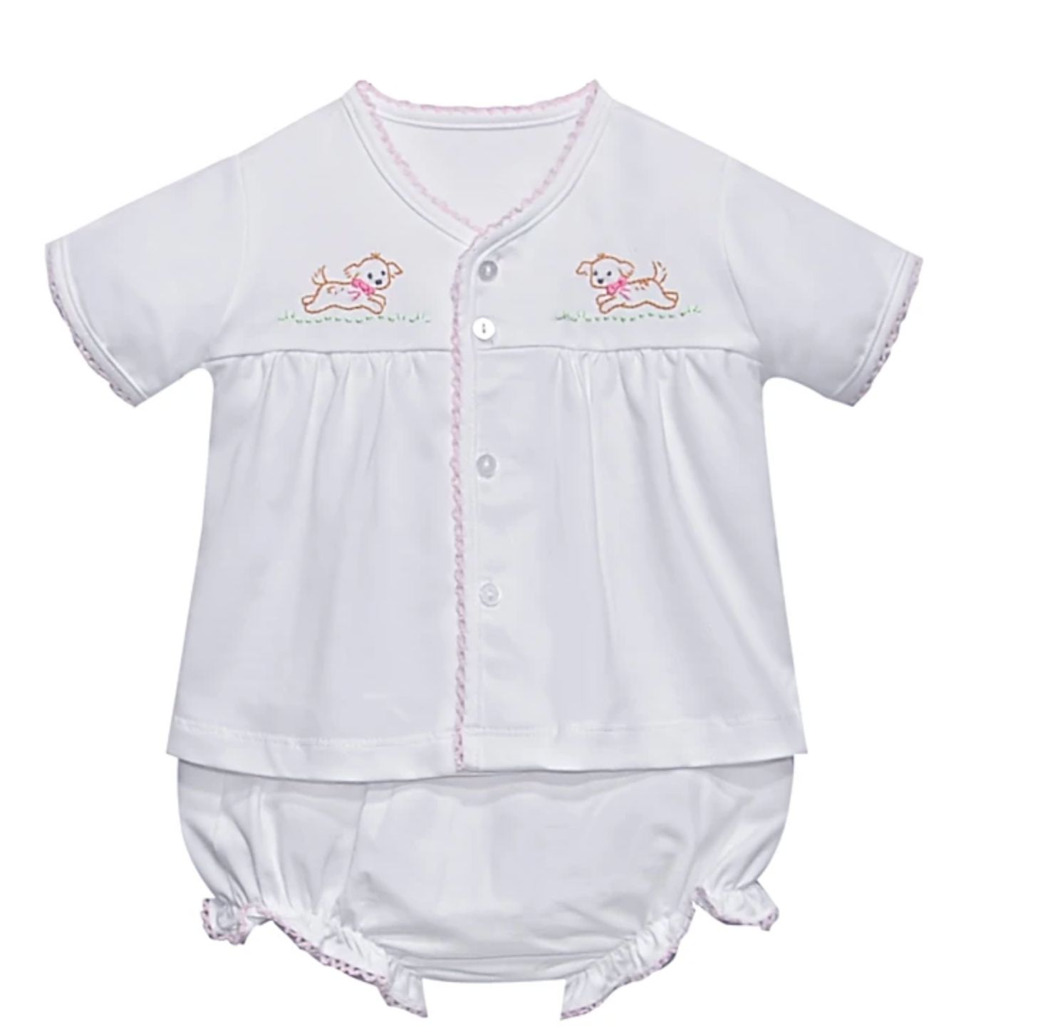 WHITE BRENNAN GIRL DIAPER SET- DOGS