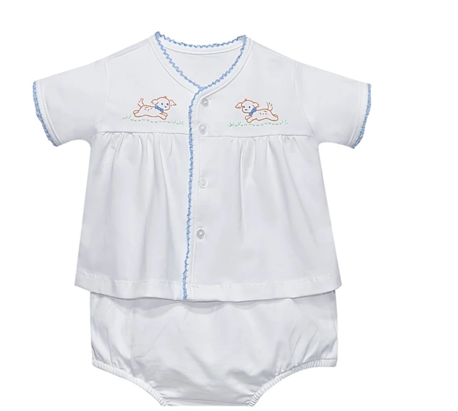 WHITE BRENNAN BOY DIAPER SET- DOGS