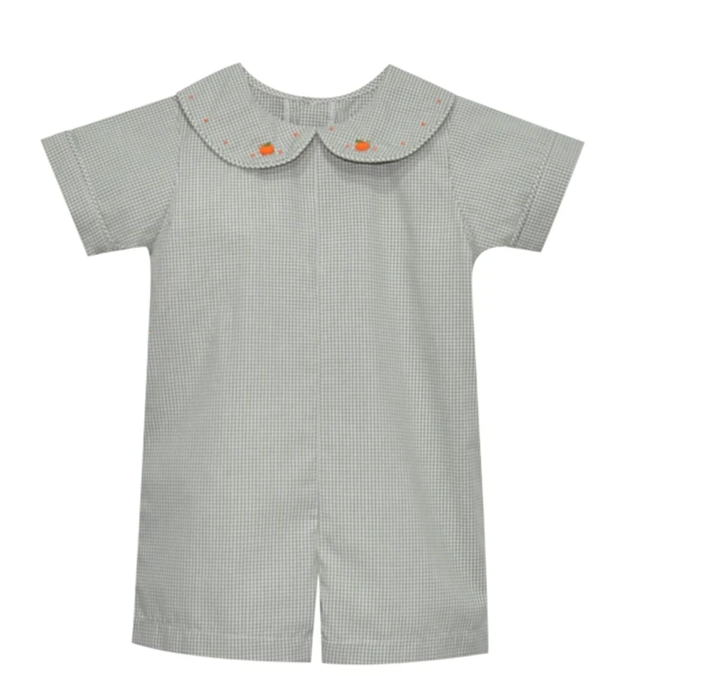 GRAY BLUE WILLIAMS ROMPER- PUMPKINS