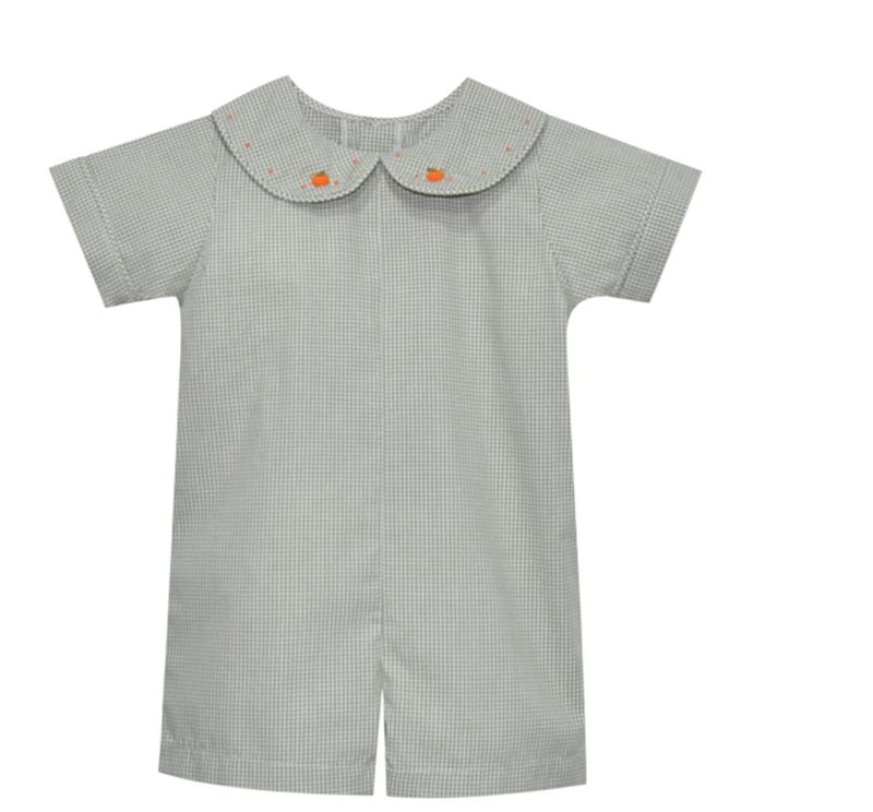 GRAY BLUE WILLIAMS ROMPER- PUMPKINS