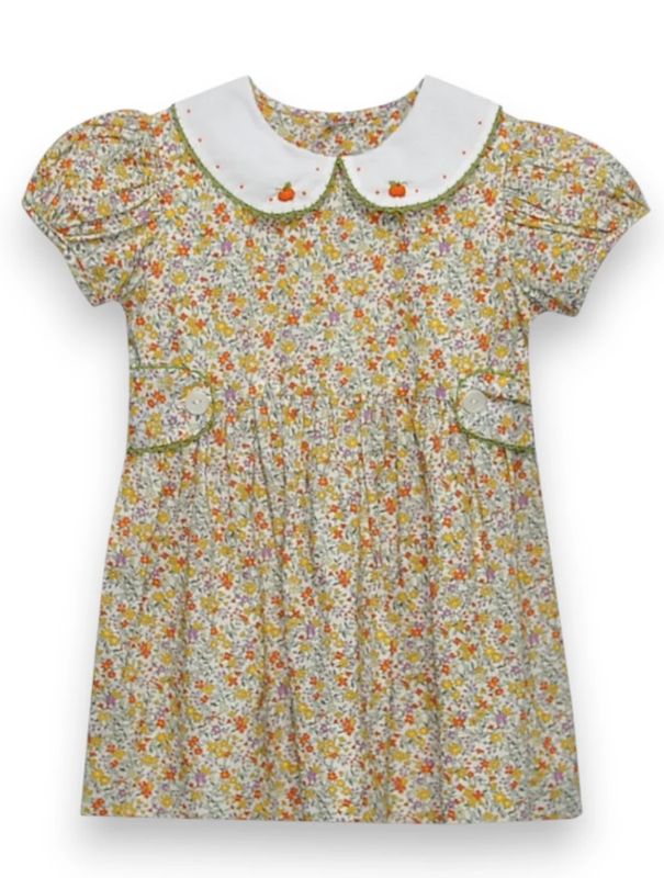 YELLOW FLOWER KATE DRESS- PUMPKINS