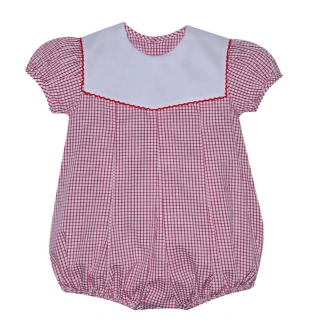 RED REESE GIRL BUBBLE- PICOT COLLAR