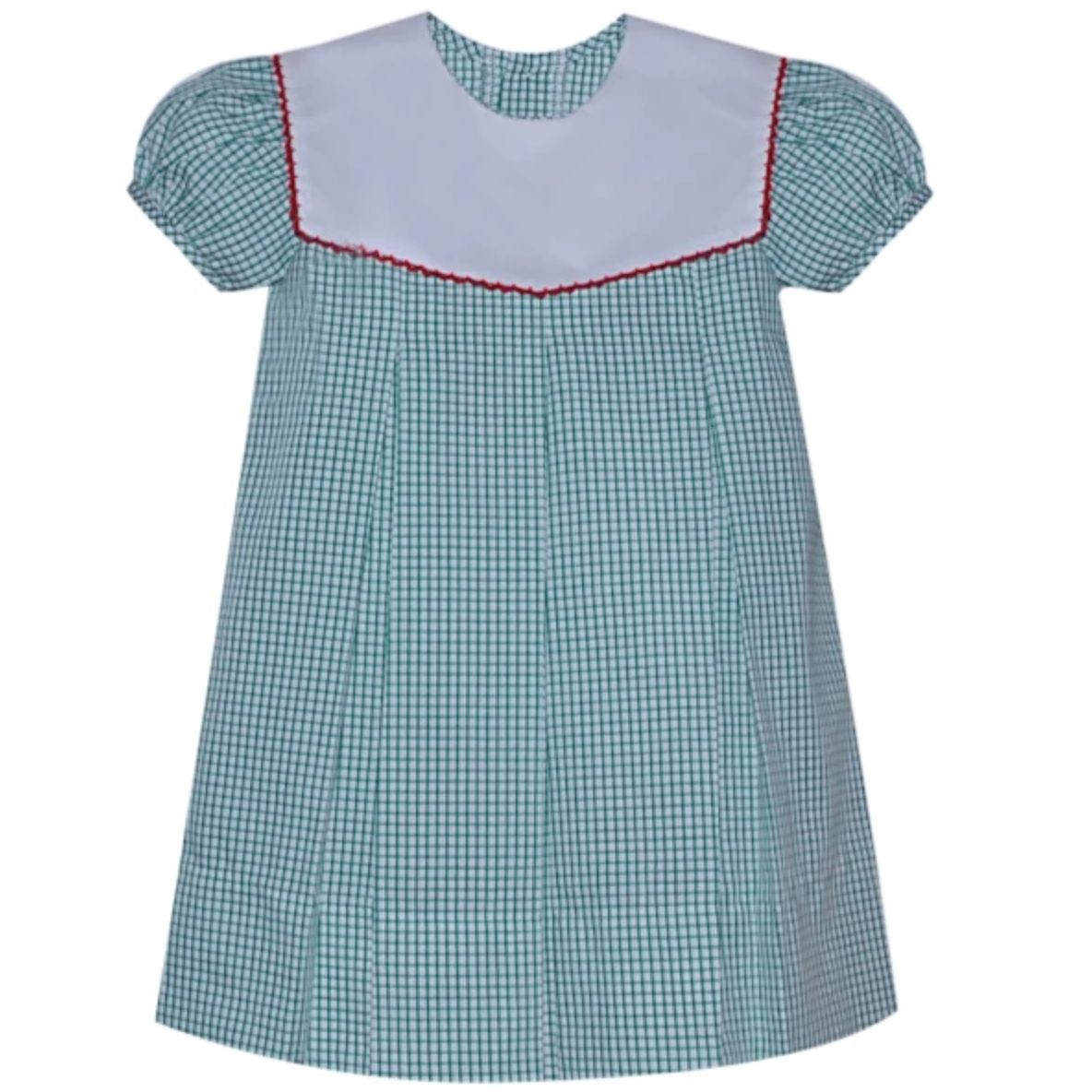 GREEN REESE DRESS- PICOT COLLAR