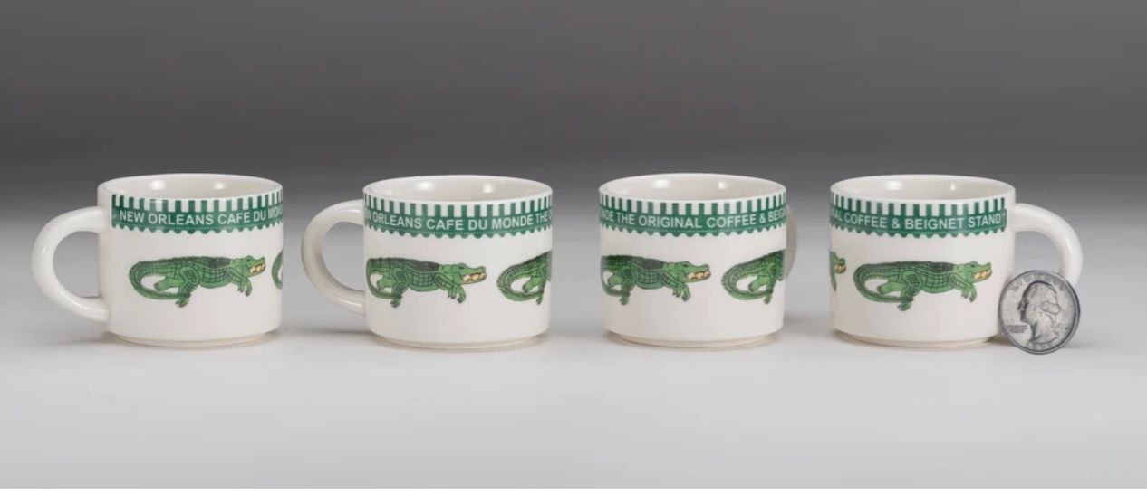 ESPRESSO CUP CAFE DU MONDE BEIGNET ALLIGATOR - SET OF 2