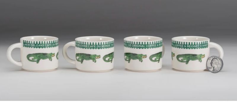 ESPRESSO CUP CAFE DU MONDE BEIGNET ALLIGATOR - SET OF 2