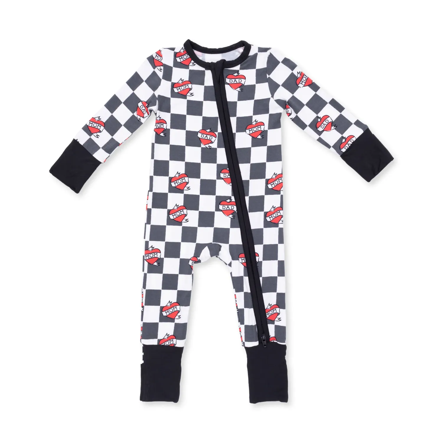 HEART TATTOO CHECK BLACK CONVERTIBLE ROMPER