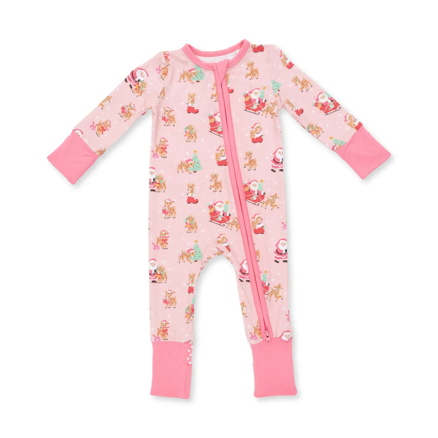 PINK VINTAGE REINDEER &amp; SANTA CONVERTIBLE ROMPER