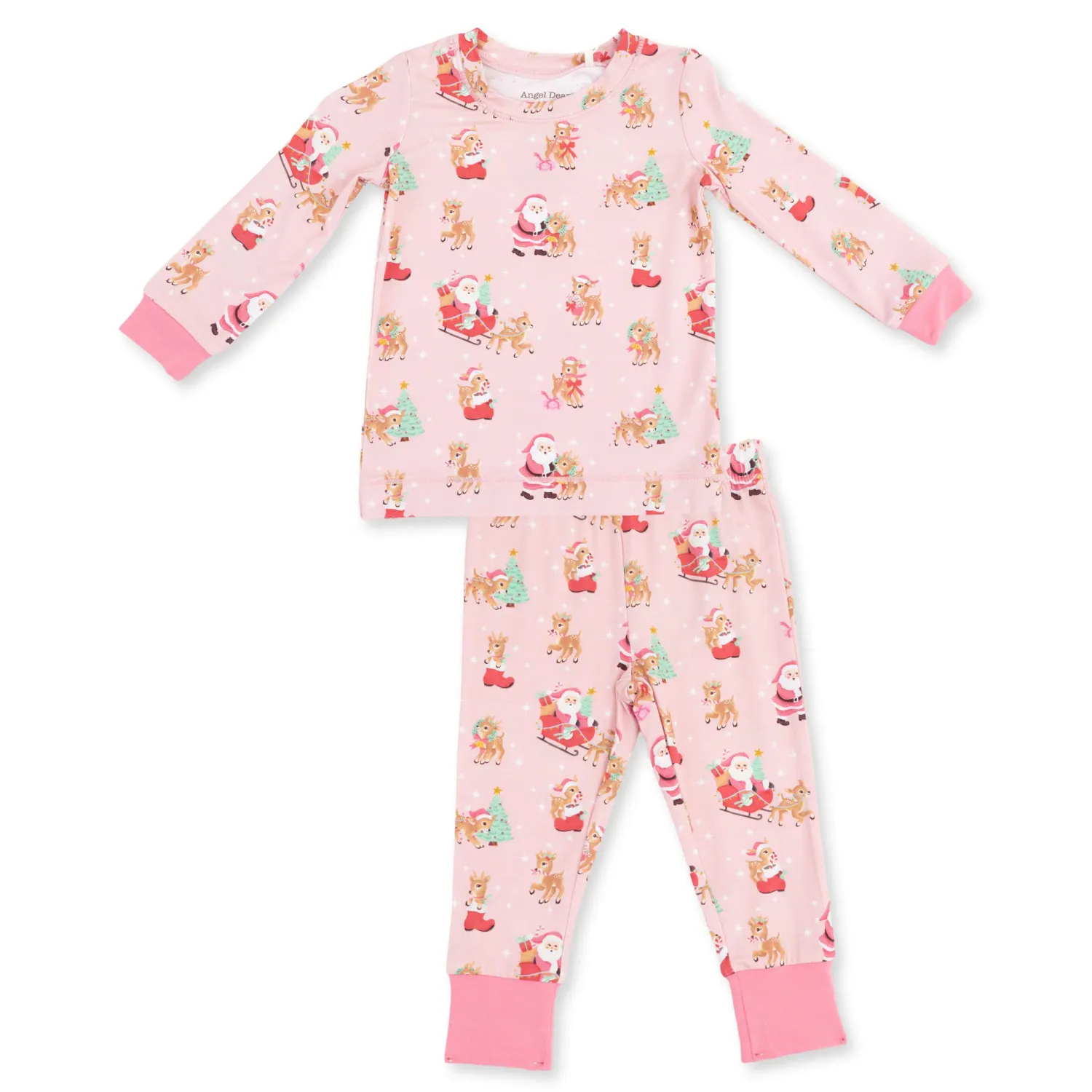 PINK VINTAGE REINDEER &amp; SANTA L/S LOUNGEWEAR SET