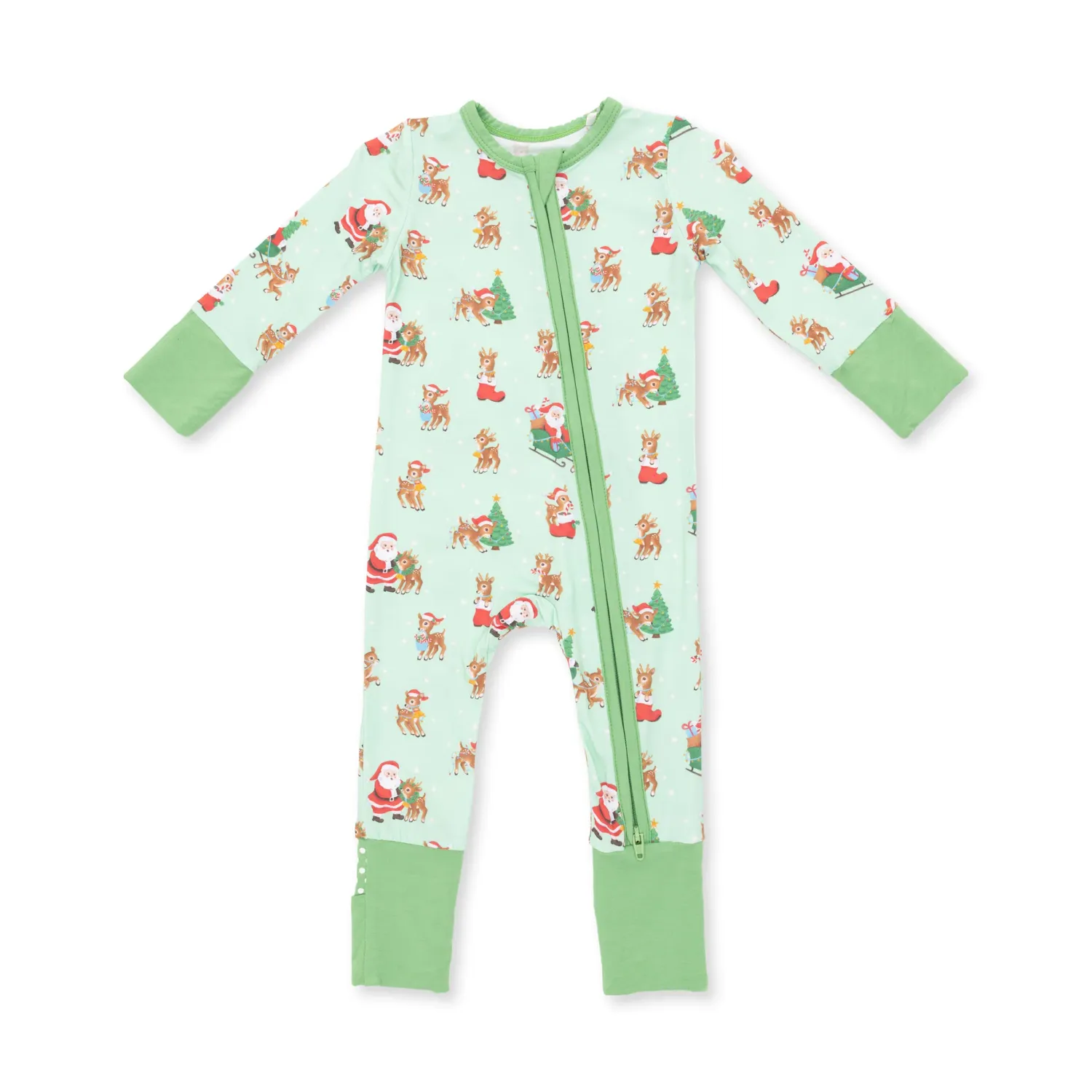 GREEN VINTAGE REINDEER &amp; SANTA CONVERTIBLE ROMPER