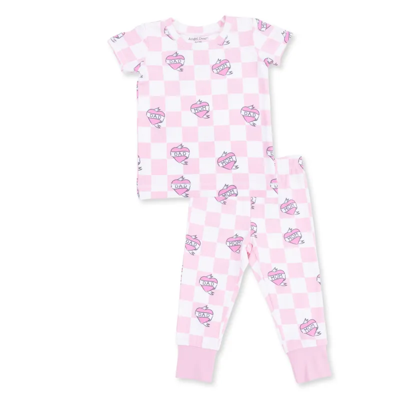 HEART TATTOO CHECK PINK S/S LOUNGEWEAR SET
